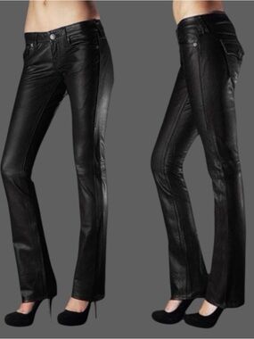 True religion leather pants ultra low rise